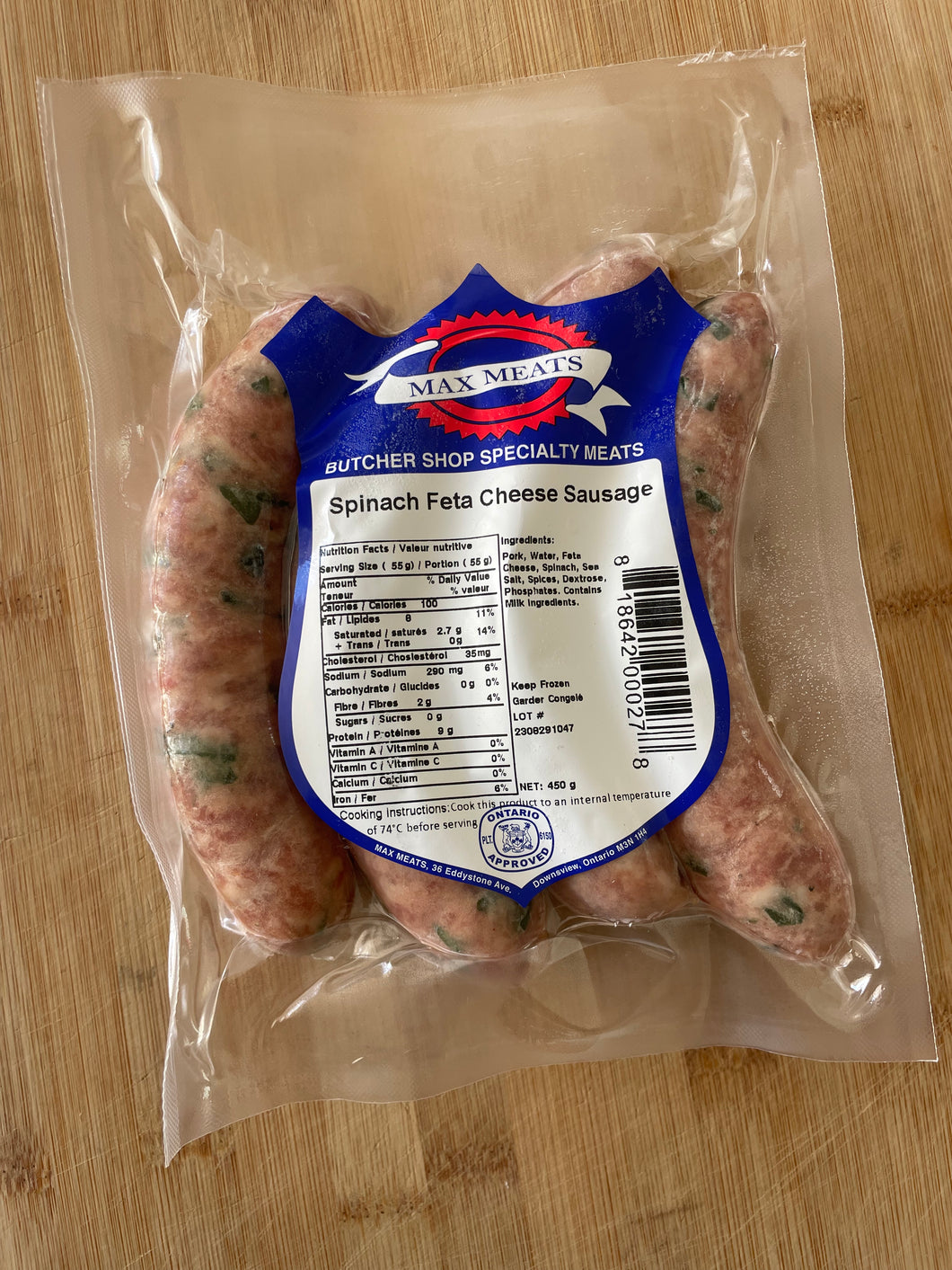 Spinach Feta Sausages